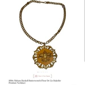 Miriam Haskell Gold Fleur De Lis Necklace